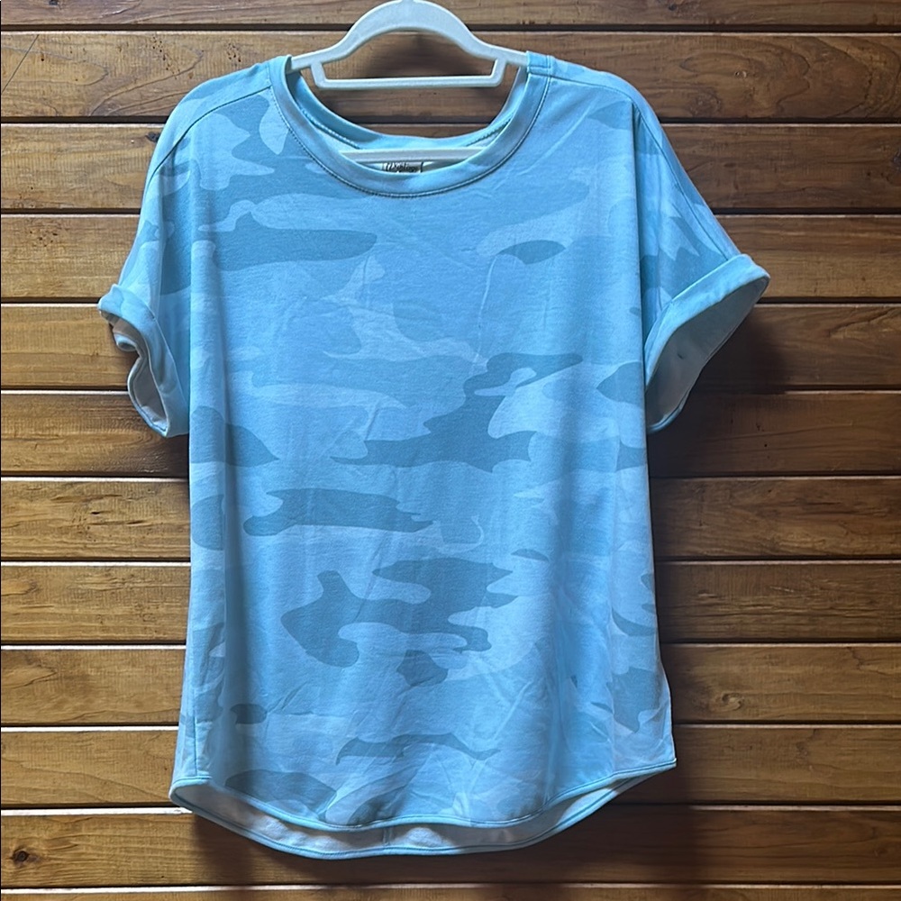 Como Vintage - Blue Camo Cuffed Sleeve Relaxed Tee